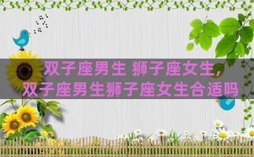 双子座男生 狮子座女生,双子座男生狮子座女生合适吗 双子座男生 狮子座女生,双子座男生狮子座女生合适吗